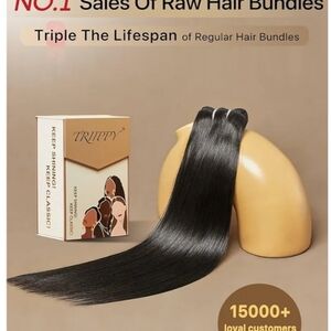 Triipy Raw Natural Human Hair 16" 100% Unprocessed Extensions Retail $169 Box